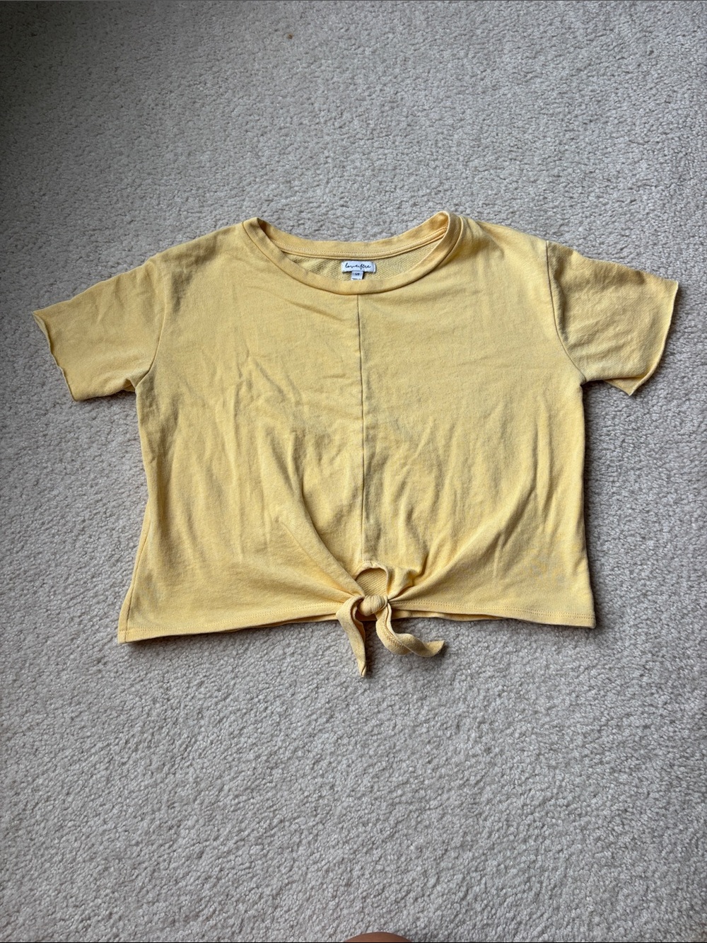 love, Fire Yellow Front-Tie Short Sleeve Kids Tee